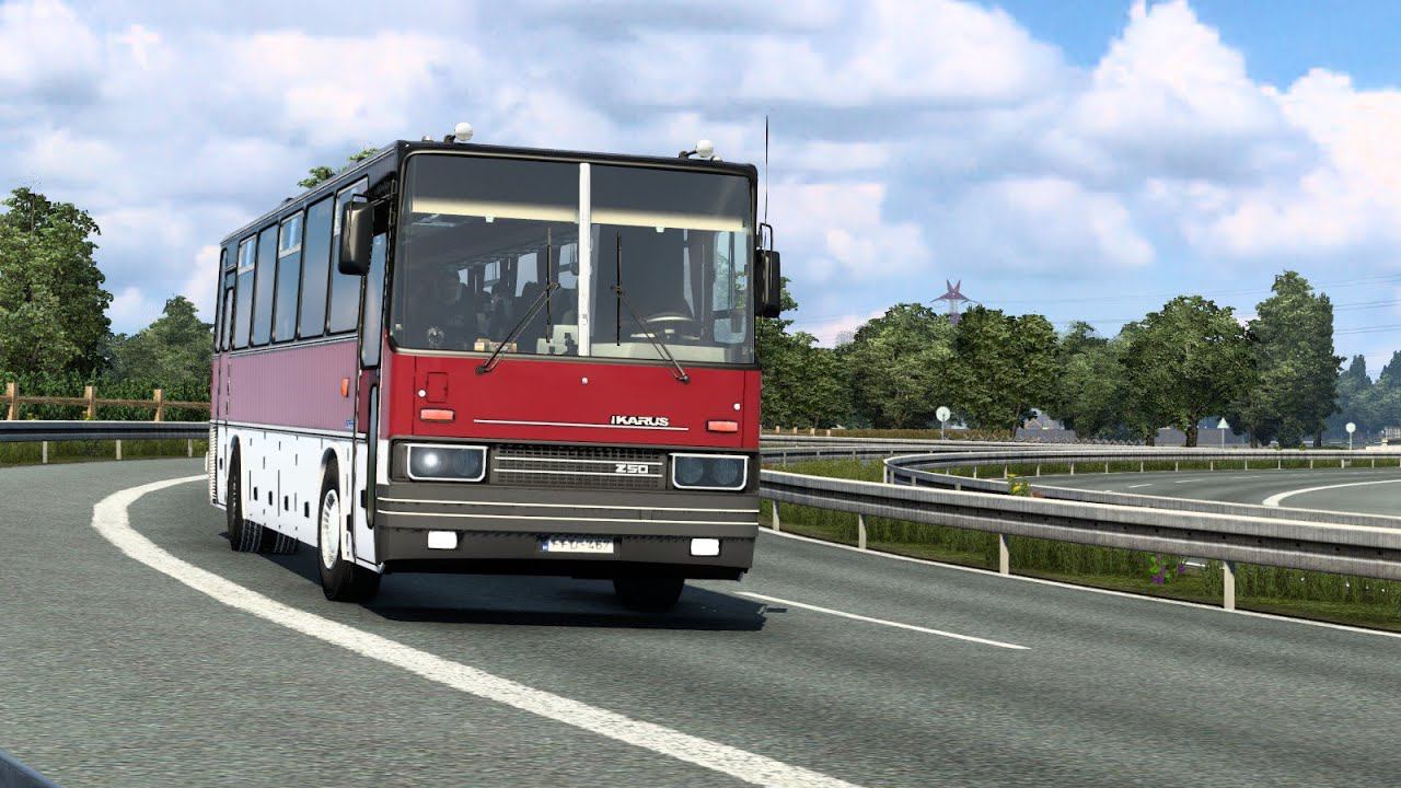ETS 2 Ikarus 250 59 with Рassenger transportation mod and suspension shift смотреть онлайн