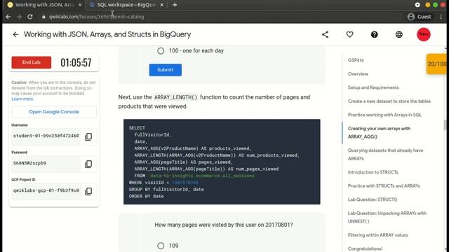 Working with JSON, Arrays, and Structs in BigQuery | | GSP416 смотреть онлайн