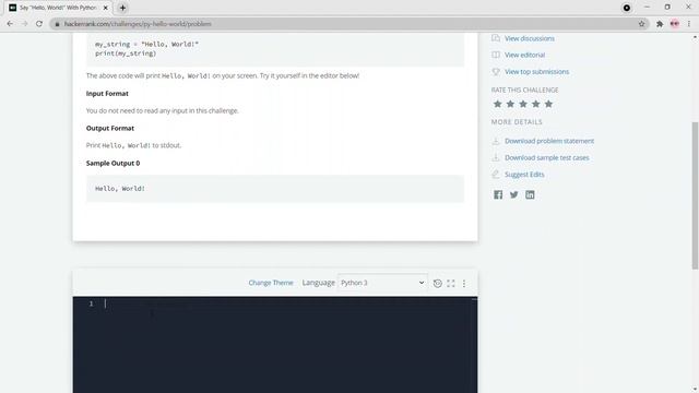 Hackerrank Python Solutions: Say "Hello, World!" With Python смотреть онлайн