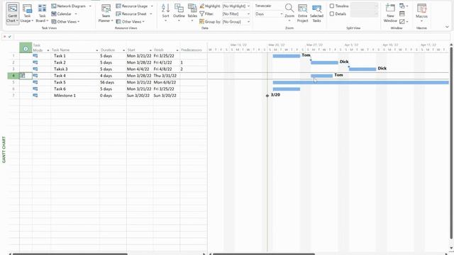 Using The Team Planner In MS Project