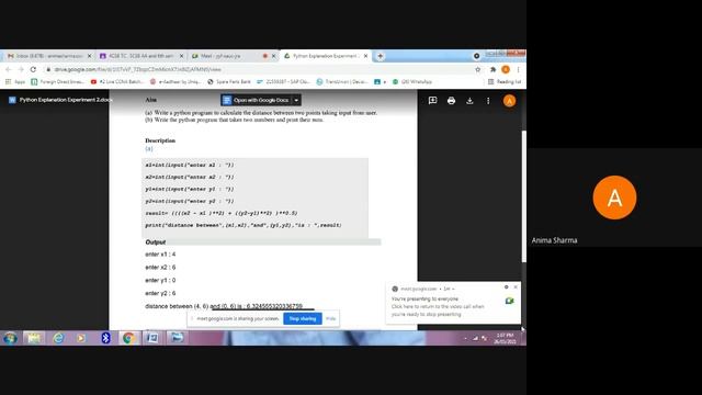 Python Experiment No 2 Distance B w Two points and Adding two No Video смотреть онлайн
