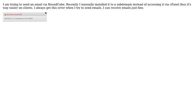 Roundcube SMTP Error (-1): Connection to server failed смотреть онлайн