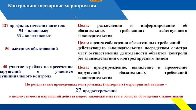 Доклад управления ветеринарии о надзоре за животными и исполнением закона о животных за год 2022.