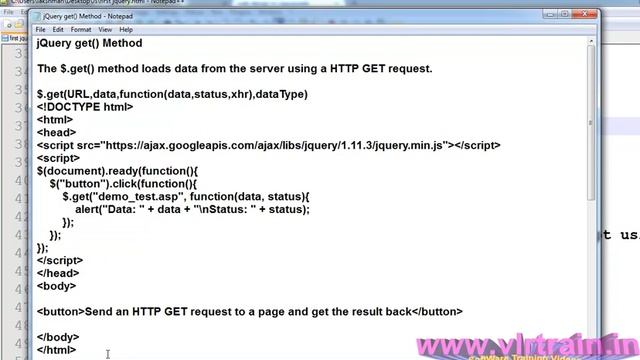 JQuery get Method in English-71-vlr training смотреть онлайн