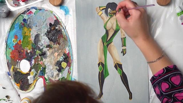 Jade from Mortal Kombat - Acrylic painting смотреть онлайн