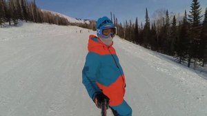 Шерегеш, полный спуск с горы Мустаг на Сноуборде