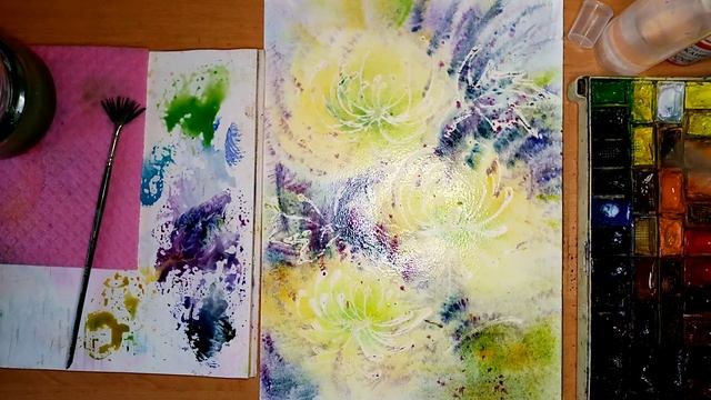 Цветы по мокрому, эксперимент с резиновым клеем:-) смотреть онлайн