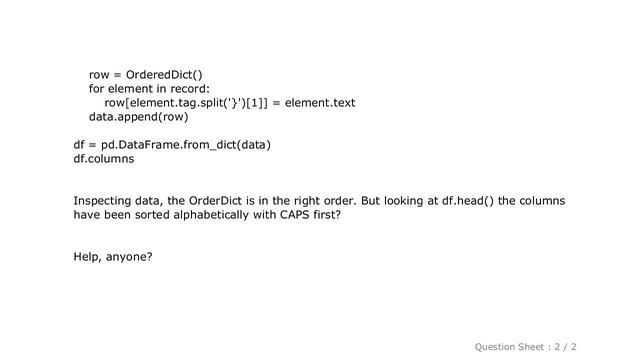 Pandas : pandas.DataFrame.from_dict not preserving order using OrderedDict смотреть онлайн
