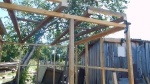 Строительство каркасной бани  Односкатная крыша  Своими руками