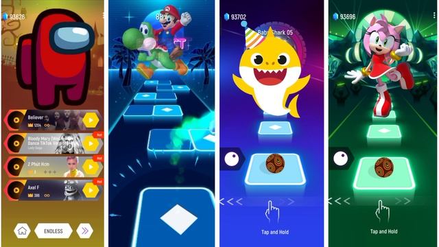 Among Us vs Super Mario vs Baby Shark vs Amy Rose - Tiles Hop EDM Rush смотреть онлайн