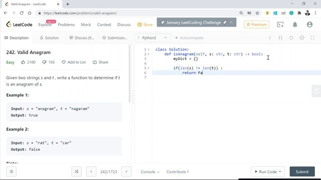 Facebook Interview Question | Valid Anagram | Python | LeetCode 242 смотреть онлайн