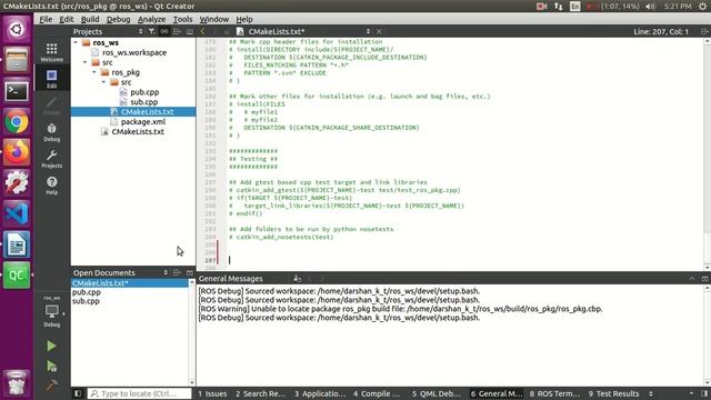 Creating ros workspace, nodes, executable using qt_creater смотреть онлайн