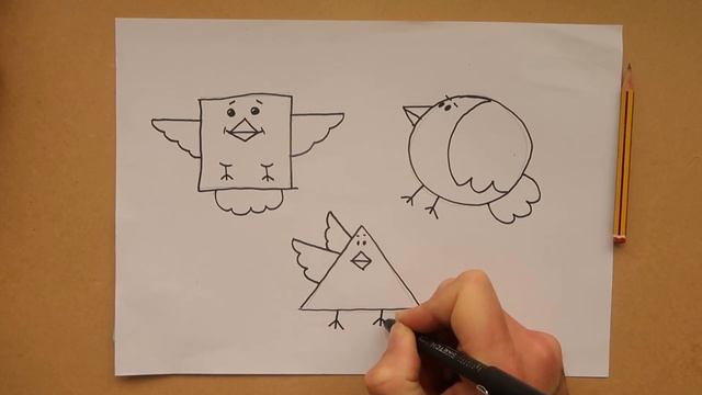EASY birds DRAWING for KIDS with GEOMETRIC shapes смотреть онлайн