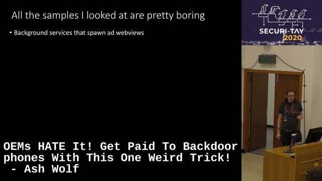 Securi-Tay 2020: OEMs HATE it! Get paid to backdoor phones with this One Weird Trick! - Ash Wolf смотреть онлайн