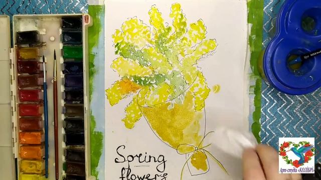 МИМОЗА ОЧЕНЬ ПРОСТО. Урок рисования MIMOSA IS VERY SIMPLE. Drawing lesson смотреть онлайн
