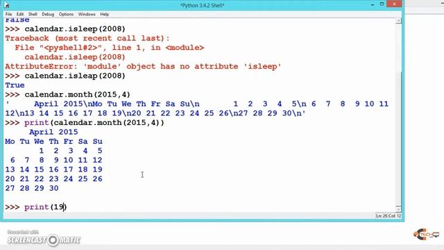 Calendar Module In python смотреть онлайн