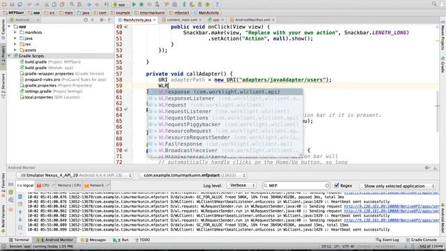 How to invoke MobileFirst adapter from Android Studio native application смотреть онлайн