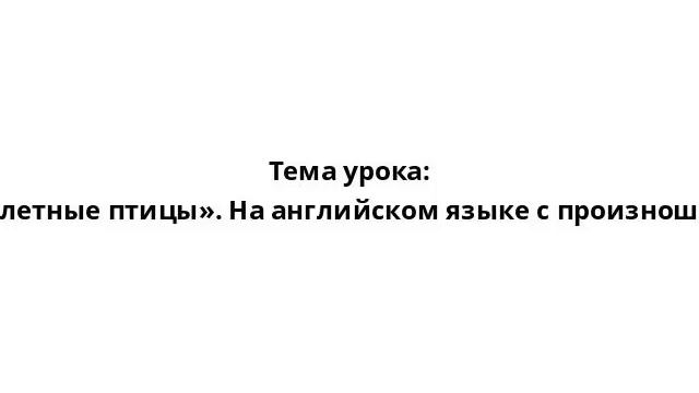 Тема урока: «Перелетные птицы». На английском языке с произношением смотреть онлайн