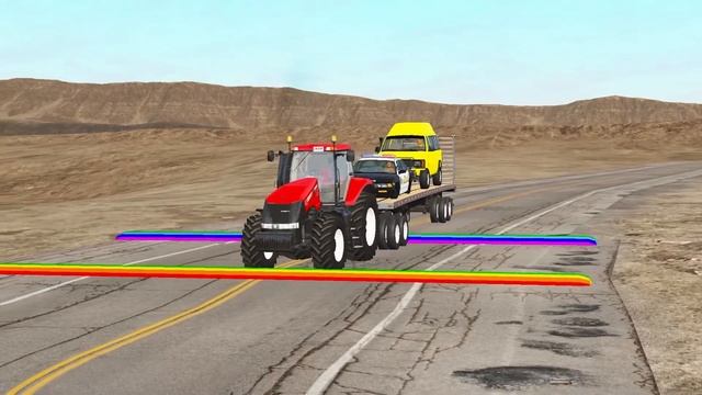 DACIA, TRACTOR, VOLSKWAGEN, FORD, BMW COLOR POLICE CARS TRANSPORTING WITH TRUCKS - BeamNG.drive