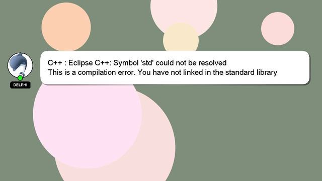 C++ : Eclipse C++: Symbol 'std' could not be resolved смотреть онлайн