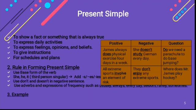 Present Tenses (8th Grade )