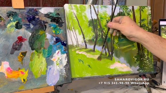 Видеоурок Игоря Сахарова "Вдоль речки" / Живопись маслом для начинающих / Научиться рисовать пейзаж смотреть онлайн