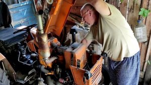 Трактор Синтай 120 запуск с "кривого" поездка на рыбалку.