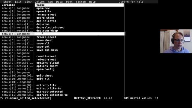 VisiData demo: new menu system смотреть онлайн