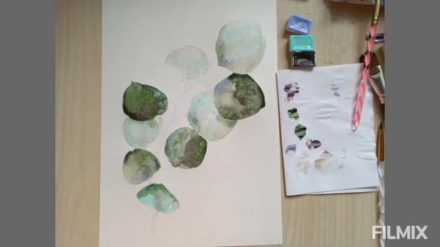 Акварель. Ветка эвкалипта Популуса. #акварельныелистья 26 июня 2020 г.