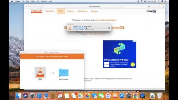 VLC media player installation on Mac OS High Sierra.