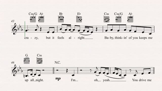 Guitar - You Drive Me Crazy - Britney Spears - Sheet Music, Chords, & Vocals смотреть онлайн