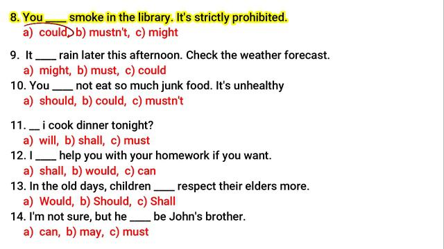 Modal Verbs Exercises | Quiz Modal Verbs| Modal Verbs Quiz