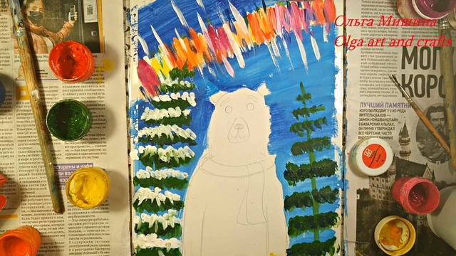 Как нарисовать зиму. Белый медведь. смотреть онлайн