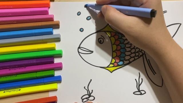 how to draw a fish for kids? Как нарисовать рыбу для детей ? วิธีการวาดปลาสำหรับเด็ก? смотреть онлайн