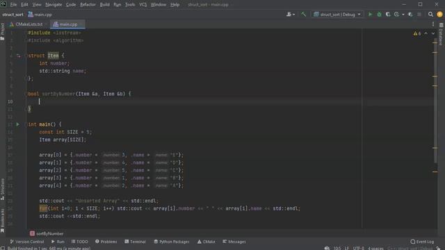 Sorting an array of structs in C++ смотреть онлайн