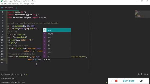 Matplotlib Cursor -- How to Add a Cursor and Annotate Your Plot смотреть онлайн