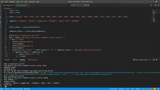 I created an app in python that gives you a random prize смотреть онлайн