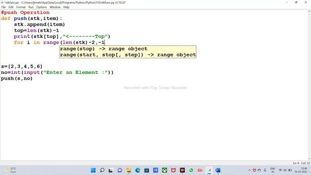 Stack Implementation in HINDI | Python | Data Structure | Class XII | Push, Pop and Display Functio смотреть онлайн