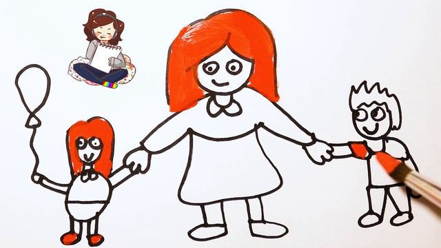Как нарисовать семью ребенку Family для детей/Drawing a picture of Family for children/Bolalar uchu смотреть онлайн
