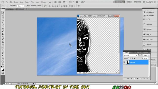 Tutorial Photoshop CS5 - Portrait in the sky смотреть онлайн