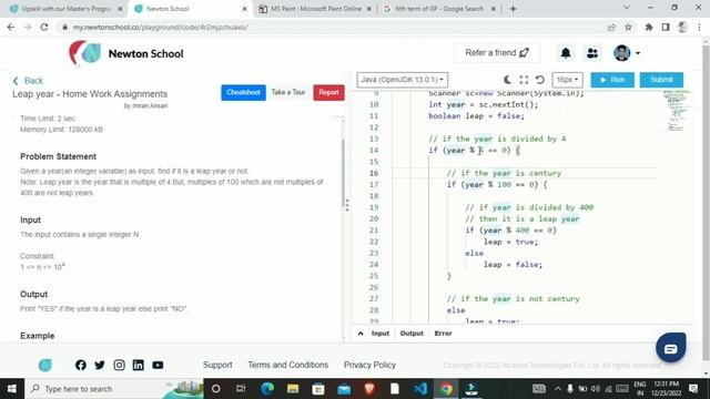 Java Program to Check a Leap Year Newton School #newtonschool #leapyear #printcode смотреть онлайн