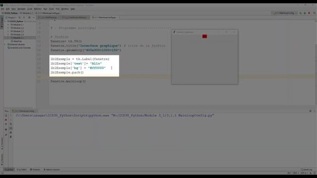 ICS3U - 3.1.1 «Mainloop» et «Config» смотреть онлайн