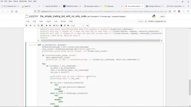 How to create a trading bot in Python (2) using RSI, TA-lib, Alpaca, Anaconda for beginners. смотреть онлайн