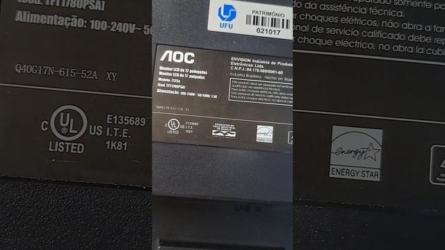 Monitor LCD 17" Aoc @jnsfilho3941 Nunes Téc Eletrô & Info 34-9651 смотреть онлайн