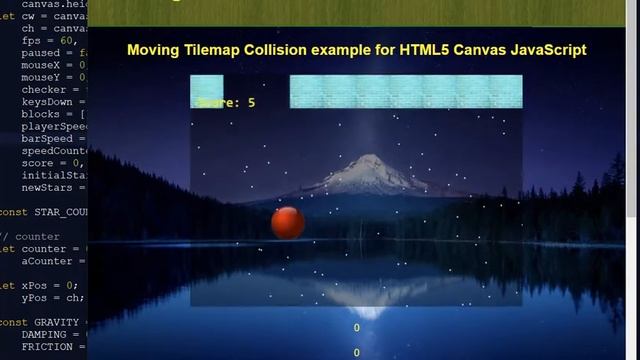 Moving tilemap collision example for HTML5 Canvas JavaScript смотреть онлайн
