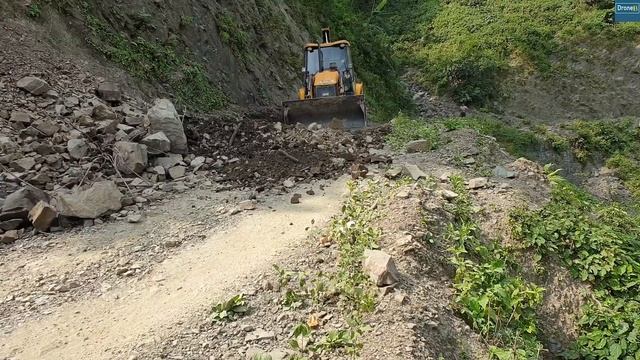 Hilly Stone slide Dirt Clearing | Part # 1 | JCB Backhoe Hilly Road Renovation смотреть онлайн