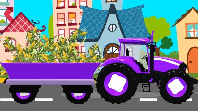 Tractors for Kids With Farm Animals! Tractors and Harvesters Cartoon for Toddlers смотреть онлайн