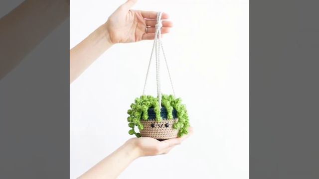 so cute mini plant hanger crochet pattern/tiny pot plants hanger ideas/baby crochet hanging pot смотреть онлайн
