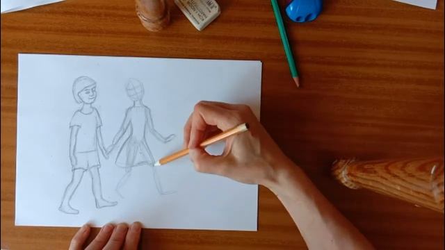 Рисование человека. Дети на пляже. смотреть онлайн