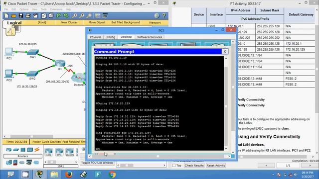 1.1.3.5 Packet Tracer - Configuring IPv4 and IPv6 Interfaces смотреть онлайн